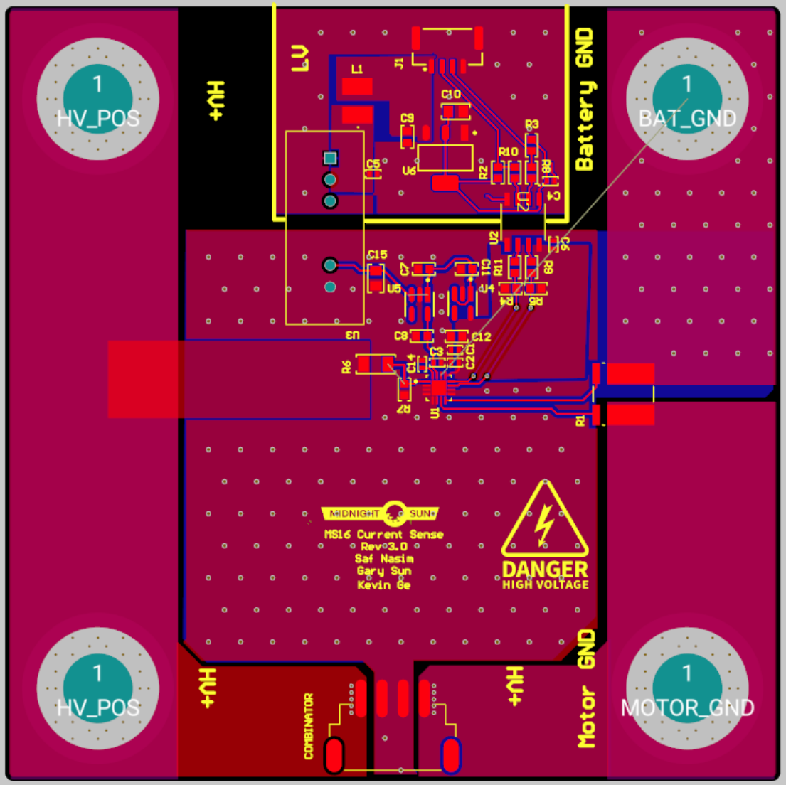 Current sense board PCB design for the Midnight Sun solar vehicle project